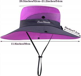 img 3 attached to Cooraby Kids Summer UV Sun Hat With Ponytail Hole And Wide Brim Foldable Mesh Beach Fishing Cap