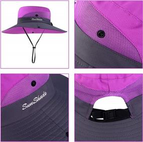 img 2 attached to Cooraby Kids Summer UV Sun Hat With Ponytail Hole And Wide Brim Foldable Mesh Beach Fishing Cap