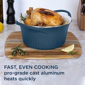 img 2 attached to CorningWare 5.5 Quart QuickHeat Dutch Oven Pot With Lid, Non-Stick Ceramic Coating, Lightweight And Even Heat Cooking, Ideal For Baking, Frying, Searing And More, In French Navy