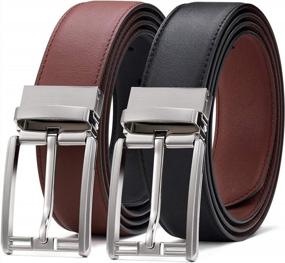 img 4 attached to Genuine Leather Reversible Men'S Dress Belt With Adjustable Rotated Buckle For Perfect Fit And SEO Boost