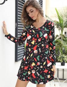 img 3 attached to Flattering Women'S Long Sleeve Swing Dress With Playful Santa Christmas Print