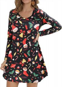 img 4 attached to Flattering Women'S Long Sleeve Swing Dress With Playful Santa Christmas Print