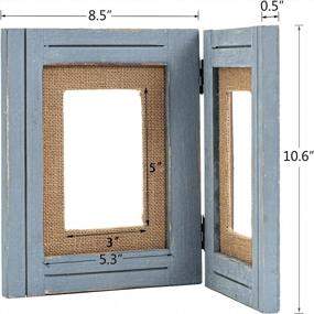 img 3 attached to Distressed Hinged Double Picture Photo Frame 4X6 With Burlap Rim For Home Office Desk, Gift For Halloween, Thanks Giving Day, Birthday, Anniversary, Christmas, New Year, Mother'S Day, Blue