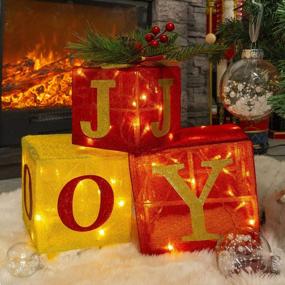 img 4 attached to Set Of 3 Pre-Lit LED Light Up Christmas Gift Boxes Ornament Decorations For Indoor Outdoor Xmas Tree Home Yard Lawn Decor