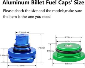 img 3 attached to Green Magnetic Aluminum Billet Fuel Cap and Blue Non-magnetic DEF Cap - Compatible with Dodge Ram Trucks 2013-2019 (1500, 2500, 3500) - Set of 2 Aluminum Fuel Tank Caps