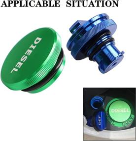 img 2 attached to Green Magnetic Aluminum Billet Fuel Cap and Blue Non-magnetic DEF Cap - Compatible with Dodge Ram Trucks 2013-2019 (1500, 2500, 3500) - Set of 2 Aluminum Fuel Tank Caps