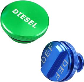 img 4 attached to Green Magnetic Aluminum Billet Fuel Cap and Blue Non-magnetic DEF Cap - Compatible with Dodge Ram Trucks 2013-2019 (1500, 2500, 3500) - Set of 2 Aluminum Fuel Tank Caps