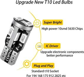 img 1 attached to 💡 Сверх Яркие Синие Светодиодные Лампы, 12V Т10 Клиновидные Лампы - 194, 168, 2825 W5W, 10SMD 5730 Микросхемы, Набор из 12 - Идеально подходят для внутреннего освещения автомобиля, карты купола, дверных приветствий и номеров.