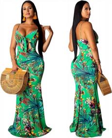 img 2 attached to Get Beach-Ready With Our Women'S Summer Spaghetti Strap Maxi Dresses - Featuring Sexy V-Neck & Tropical Floral Prints!