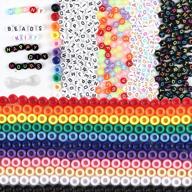 uoony 1800pcs beads kit, 1300 acrylic letter beads and 500 multicolor large hole beads with elastic strings for name bracelets, key chains beads, crafts and jewelry making logo