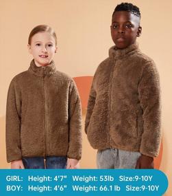 img 3 attached to Kids Sherpa Fleece Jacket Boys Girls Long Sleeve Full Zip Coats SOLOCOTE