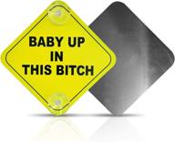 👶 2-pack aluminum baby up in this b car window signs – 5x5 inch bright yellow noticeable signs with 2 strong suction cups for windows логотип