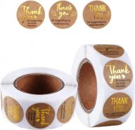 express gratitude with meowoo thank you stickers - 1000 gold foil kraft paper labels for business cards, gifts & envelopes logo