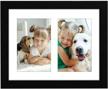 display memories in style: americanflat 4x6 double picture frame - black composite wood with shatter-resistant glass - dual orientation for wall and tabletop logo