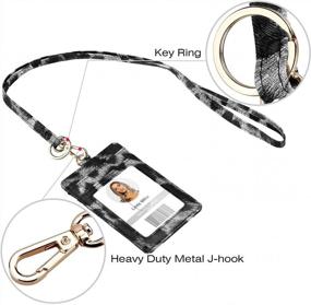 img 2 attached to Leopard Print PU Leather Vertical ID Badge Card Holder With 1 Clear Window, 4 Credit Card Slots And Detachable Neck Lanyard
