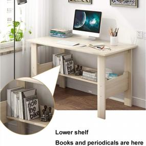 img 3 attached to White Wooden Teen Study Desk With Large Storage Area And Bookshelf - Perfect For Small Spaces, Bedroom, And Home Office - Ideal For Students And Computer Work