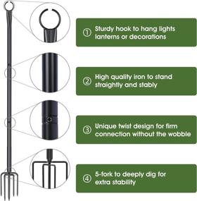 img 1 attached to Heavy-Duty Outdoor Light Pole Stand With Hook And 4 Prongs For Hanging String Lights, Decks, Patio Gardens, Backyards, Bistros Weddings - 2 Pack