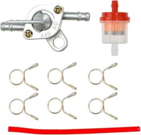 img 1 attached to 🏍️ Red Gas Fuel Hose Oil Filter Clamps Inline Fuel Shut Off Valve Petcock Petrol Switch for Chinese ATV Four Wheeler, 50cc 70cc 110cc 125cc 150cc 250cc Baja 90cc BA150, Apollo Pit Dirt Bike, Go Kart