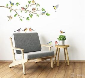 img 3 attached to 🌳 DECOWALL Garden Birds on Tree Branch Wall Stickers - Peel and Stick Removable Decals for Kids Nursery, Bedroom, and Living Room Décor