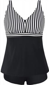 img 4 attached to Flaunt Your Style With Septangle Women'S Front Crossover Tankini And Boyshorts Swimsuit Set