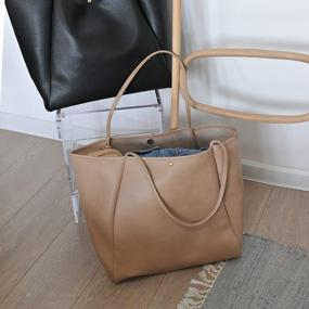 img 1 attached to Luxury HOXIS Oversize Vegan Leather Tote Women Weekender Bag - Perfect For Shopping, Travel & Everyday Use!