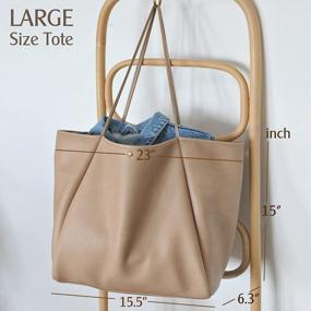 img 3 attached to Luxury HOXIS Oversize Vegan Leather Tote Women Weekender Bag - Perfect For Shopping, Travel & Everyday Use!
