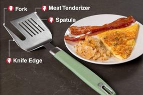 img 3 attached to 4-In-1 Cooking Spatula Multi-Tool With Stainless Steel And Nylon Handle In Green By FLIPFORK