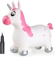 pink unicorn bouncy inflatable ride-on toy for kids - horse hopper with pump included - ideal for boys, girls, and toddlers by inpany logo