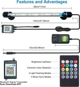 img 1 attached to VARMHUS LED Aquarium Light with Remote Controller and APP Control - Full Spectrum Options & Intelligent Timing/Dimming - 29 Light Modes, 4 Music Control Modes - 12LEDS-RGB, 11''