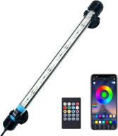 varmhus led aquarium light with remote controller and app control - full spectrum options & intelligent timing/dimming - 29 light modes, 4 music control modes - 12leds-rgb, 11'' logo