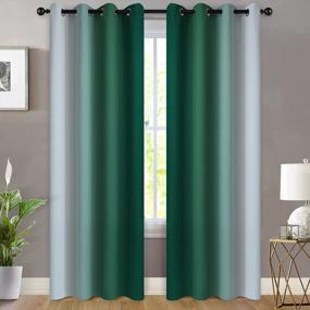 img 3 attached to Темно-зеленые шторы Ombre со светоблокирующими функциями - длина 84 дюйма, градиентный цветовой дизайн, затемнение комнаты, оконные шторы с втулкой для спальни - набор из двух панелей (52x84 дюйма)