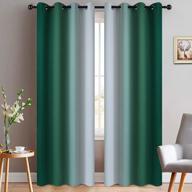 dark green ombre curtains with light blocking features - 84 inches long, gradient color design, room darkening grommet window drapes for bedroom - set of two panels (52x84 inch) logo