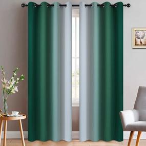 img 4 attached to Темно-зеленые шторы Ombre со светоблокирующими функциями - длина 84 дюйма, градиентный цветовой дизайн, затемнение комнаты, оконные шторы с втулкой для спальни - набор из двух панелей (52x84 дюйма)
