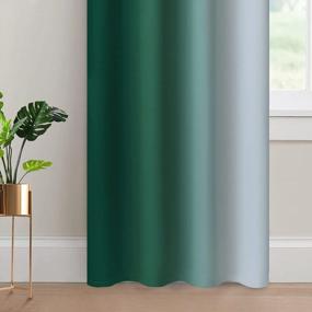 img 1 attached to Темно-зеленые шторы Ombre со светоблокирующими функциями - длина 84 дюйма, градиентный цветовой дизайн, затемнение комнаты, оконные шторы с втулкой для спальни - набор из двух панелей (52x84 дюйма)