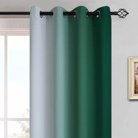 img 2 attached to Темно-зеленые шторы Ombre со светоблокирующими функциями - длина 84 дюйма, градиентный цветовой дизайн, затемнение комнаты, оконные шторы с втулкой для спальни - набор из двух панелей (52x84 дюйма)