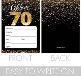 img 2 attached to Chic Black And Gold 70Th Birthday Party Invitations - Pack Of 10 Cards With Matching Envelopes