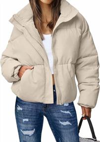 img 4 attached to MEROKEETY Women'S Winter Long Sleeve Zip Puffer Jacket Stand Collar Baggy Short Down Coats With Pockets