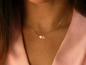 img 2 attached to 18K Gold Plated Stainless Steel Heart Letter Necklace - Personalized Monogram Name Necklace For Women Girls