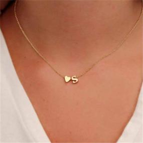 img 1 attached to 18K Gold Plated Stainless Steel Heart Letter Necklace - Personalized Monogram Name Necklace For Women Girls