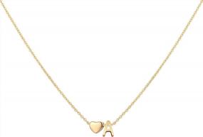 img 4 attached to 18K Gold Plated Stainless Steel Heart Letter Necklace - Personalized Monogram Name Necklace For Women Girls