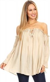 img 4 attached to Stylishly Sheer: Anna-Kaci Women'S Off-The-Shoulder Long Sleeve Boho Top