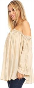 img 2 attached to Stylishly Sheer: Anna-Kaci Women'S Off-The-Shoulder Long Sleeve Boho Top