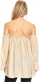 img 3 attached to Stylishly Sheer: Anna-Kaci Women'S Off-The-Shoulder Long Sleeve Boho Top