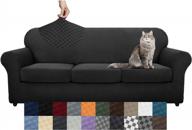 чехлы для диванов yemyhom из 4 предметов: утолщенный чехол для дивана с высокой эластичностью для собак, противоскользящие эластичные чехлы для мебели для гостиной (диван с 3 подушками, черный) логотип
