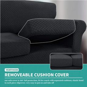 img 1 attached to YEMYHOM 4 Piece Couch Covers: High Stretch Thickened Sofa Cover For Dogs, Anti Slip Elastic Slipcovers Living Room Furniture Protector (3 Cushion Sofa, Black)