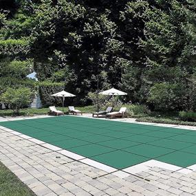 img 4 attached to 18X36Ft Inground Pool Safety Cover W/ 4X8Ft Center End Steps - Happybuy Green Mesh Solid Winter Protection