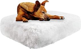 img 3 attached to 🐶 Bessie and Barnie Snow White Plush Faux Fur Rectangle Pet Bed - Extra Luxury Shag - Available in Multiple Sizes