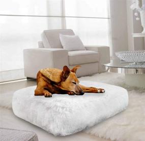 img 4 attached to 🐶 Bessie and Barnie Snow White Plush Faux Fur Rectangle Pet Bed - Extra Luxury Shag - Available in Multiple Sizes