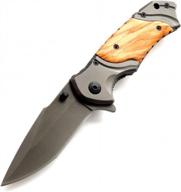 ef49 tactical folding knife with 440c steel blade and wood handle for outdoor survival and everyday carry by eafengrow logo