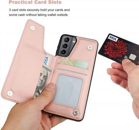 img 1 attached to Embossed Butterfly Wallet Case For Samsung Galaxy S21 Plus - Premium PU Leather, Card Holder, Double Magnetic Buttons, Shockproof Protection & Flip Design - Rose Gold (6.7 Inches)